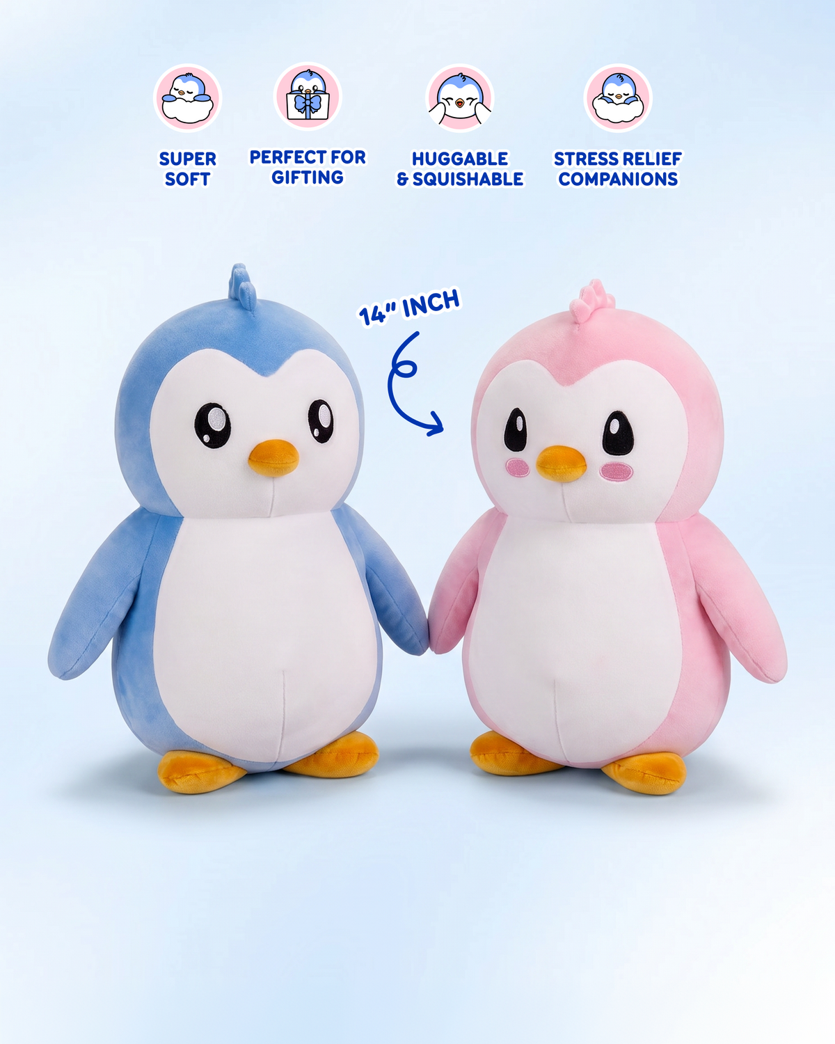 Pax Pengu & Polly 14" Plushies + Free Gift