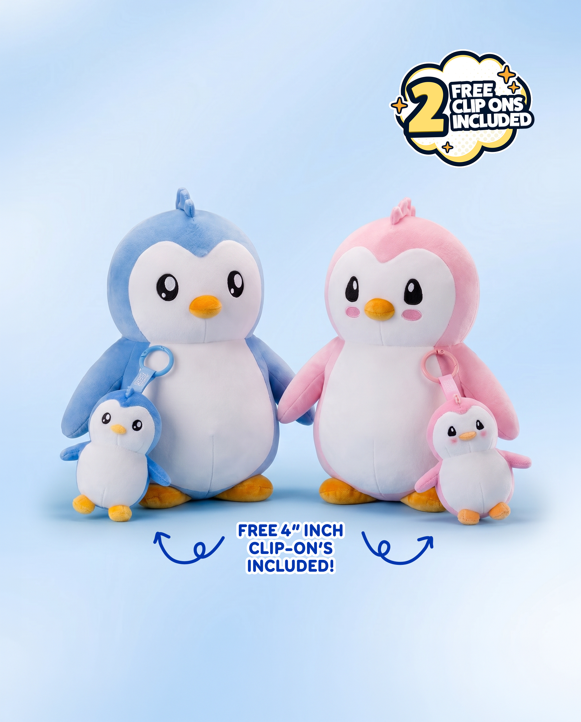 Pax Pengu & Polly 14" Plushies + Free Gift