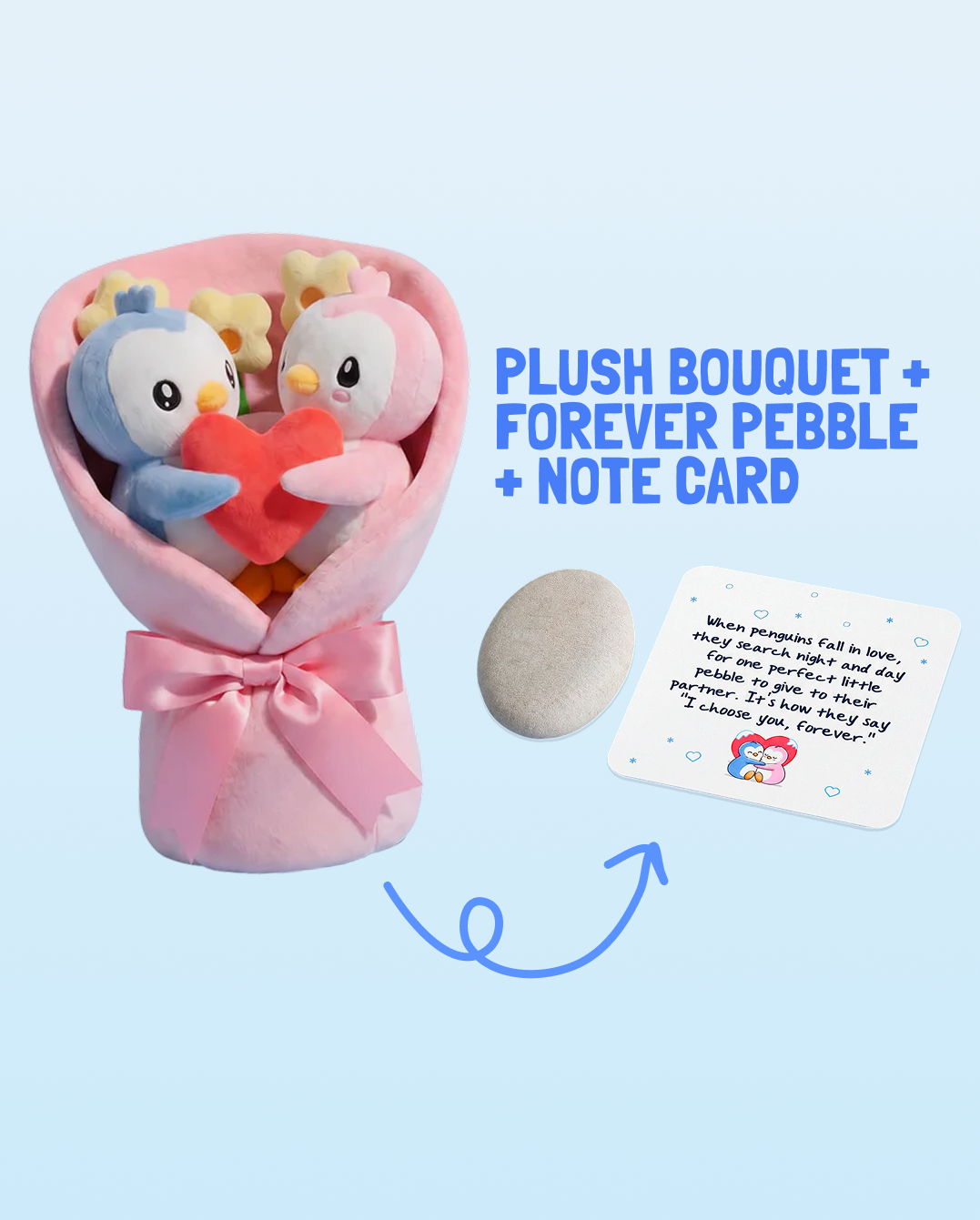 PLUSH BOUQUET + FOREVER PEBBLE BUNDLE