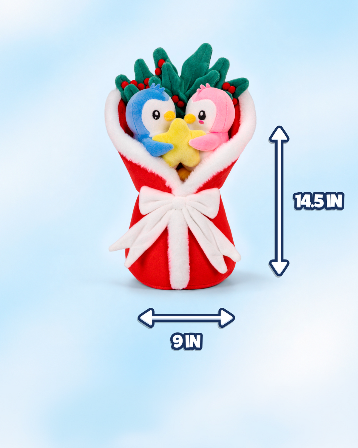 Pudgy Penguins Pax & Polly Holiday Plush Bouquet 14.5”